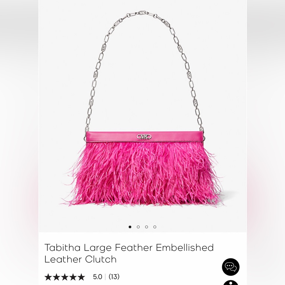 Michael Kors Tabitha Pink Feather Embellished Leather Clutch